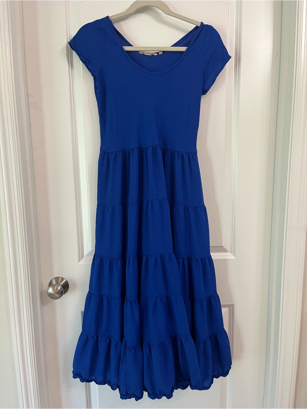 Soft Surroundings Mariana Dress Blue Tiered Scoop Neck Maxi Dress Vibrant Sz XS - Picture 3 of 8